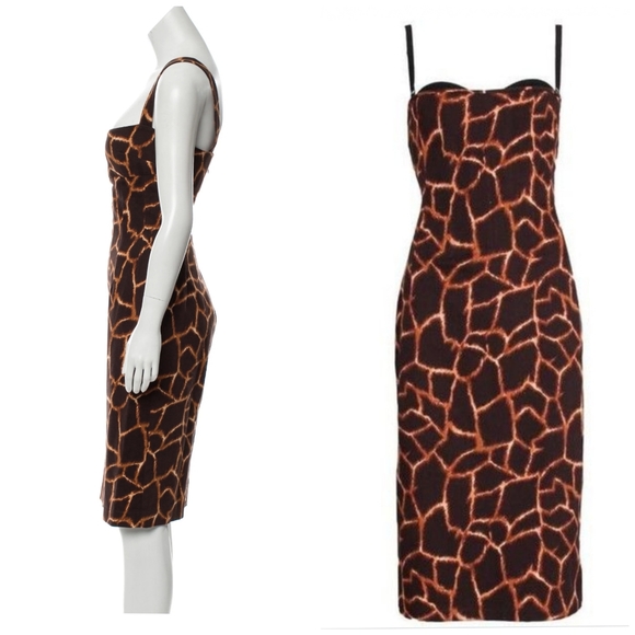 Dolce & Gabbana Dresses & Skirts - Dolce & Gabbana | Giraffe Print Corset Midi dress